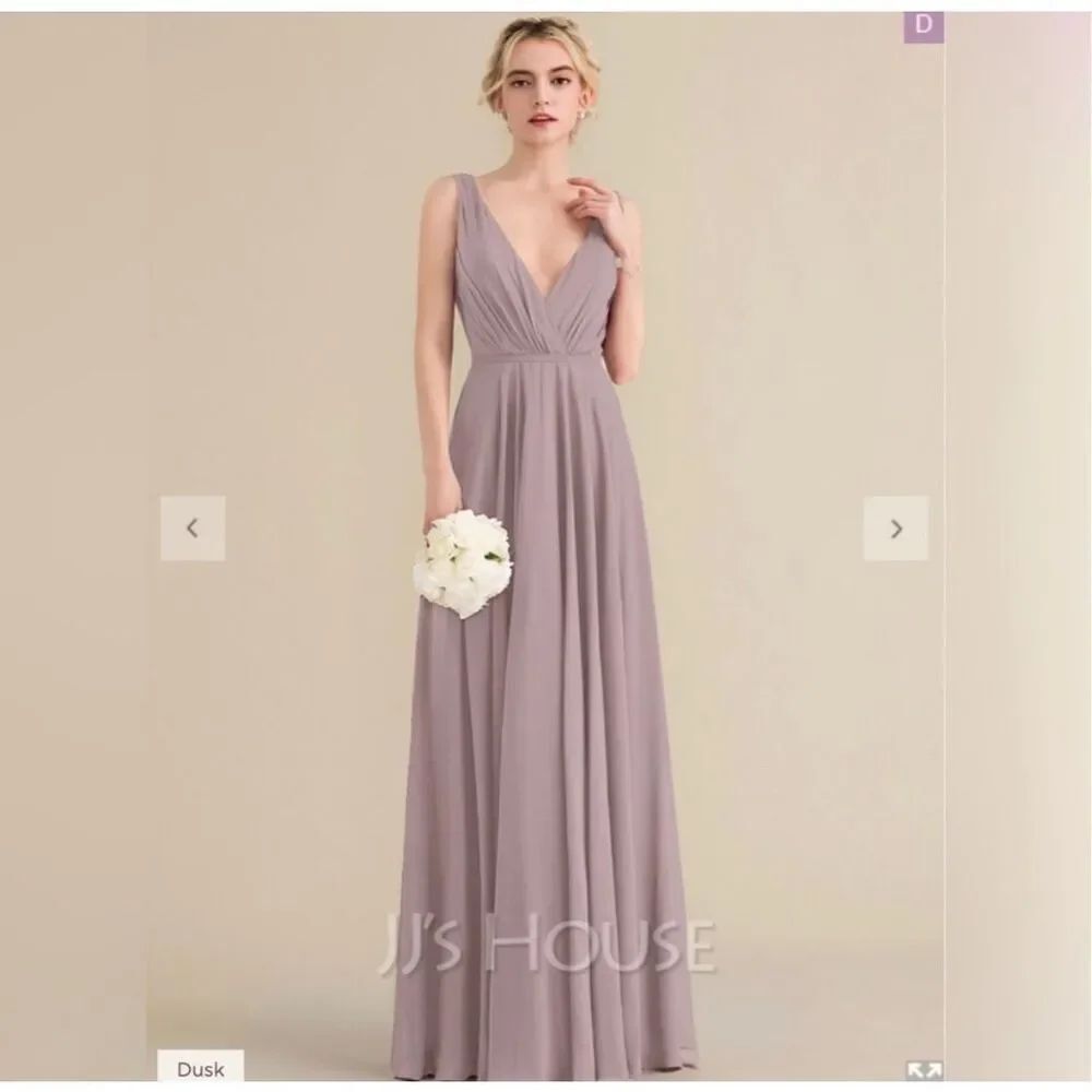JJ’s House dusty lavender chiffon bridesmaid evening dress